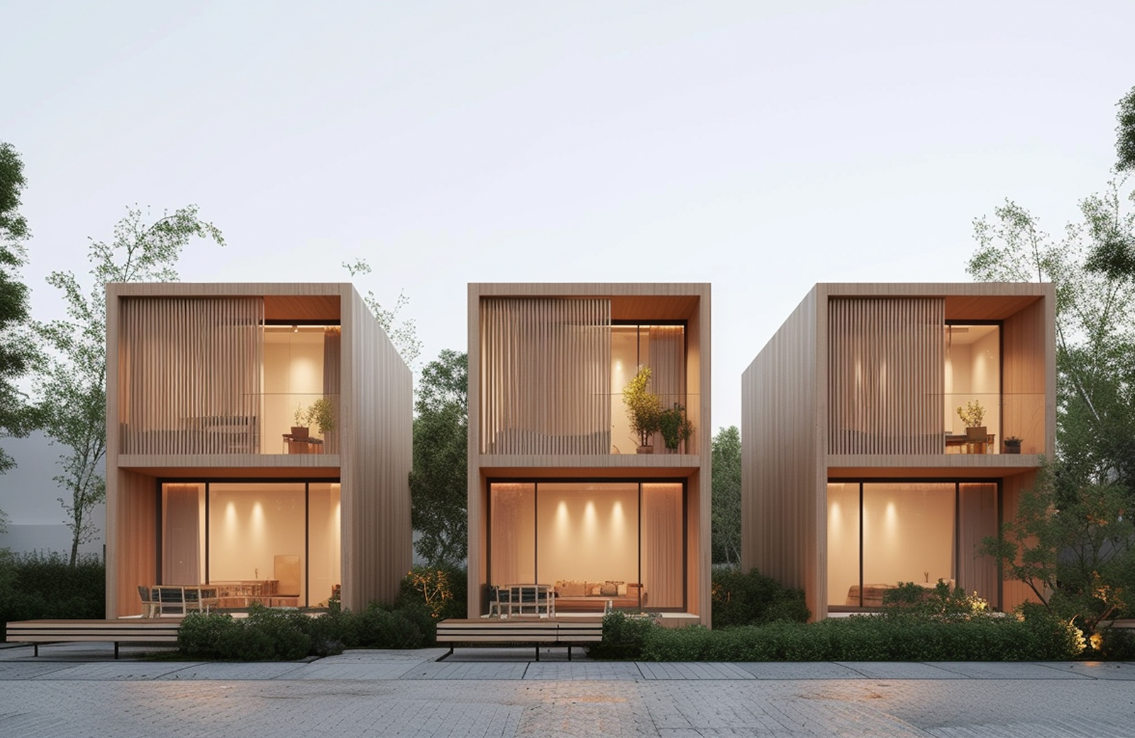 Townhouse development 3D rendering